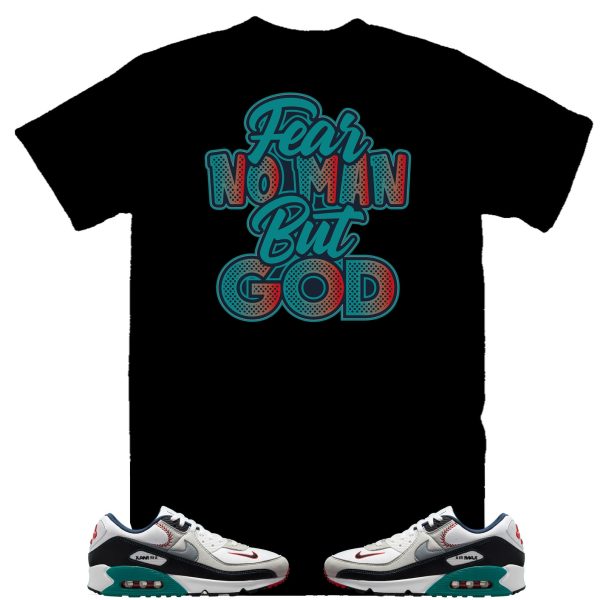 Fear no man but God Ken Griffey Air Max 90 Backwards Cap Sneaker Tee, Blue and Black Retro 90 Shirt Jezsport.com