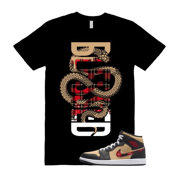 SNAKEBLS T Shirt to match J 1 Mid Tartan Tan Black Red Plaid Sesame Fire Jezsport.com