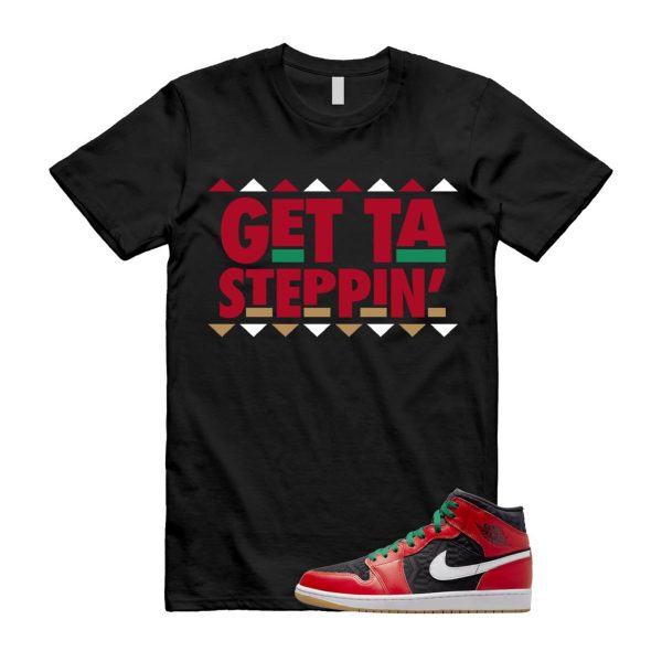 GET T Shirt to match Air J 1 Mid Christmas Black Fire Red White Malachite Leather Jezsport.com