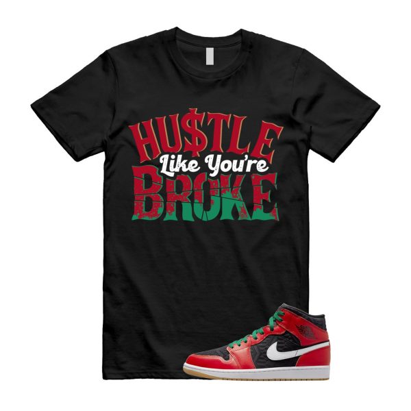 BROKE T Shirt to match Air J 1 Mid Christmas Black Fire Red White Malachite Leather Jezsport.com