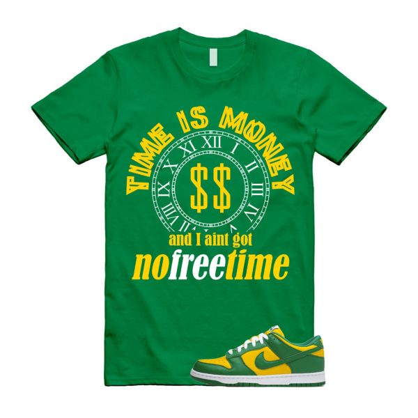 FREETIME T Shirt to match N Dunk Low Brazil Varsity Maize Pine Green White SP OG Jezsport.com