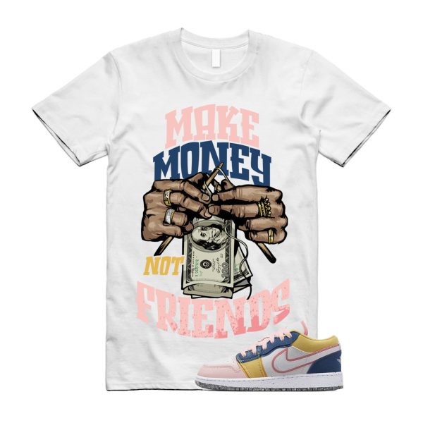 MM T Shirt to match Air J 1 Low GS Multi Color Canvas White Coral Chalk French Blue Topaz Gold Pink Bloom Jezsport.com