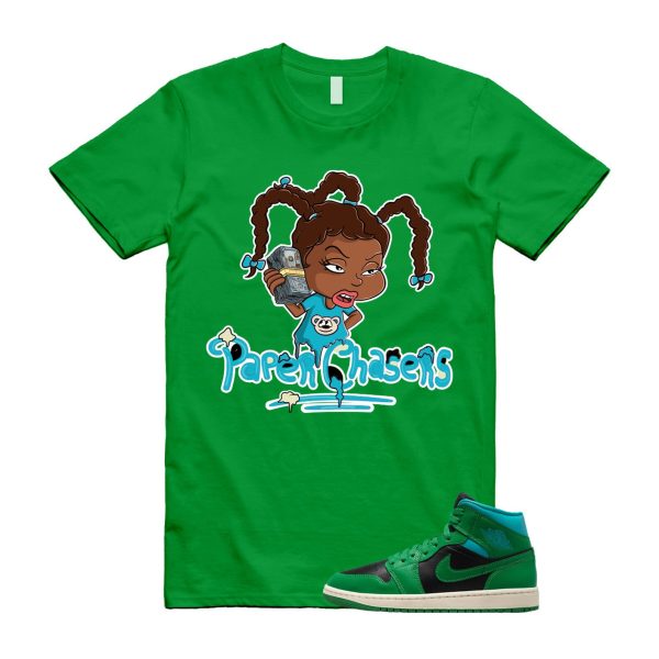 PC T Shirt to match Air J 1 Mid WMNS Lucky Green Black Aquatone Jezsport.com