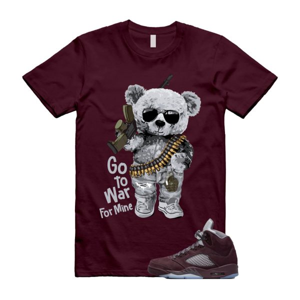 WAR T Shirt to match 5 Retro Deep Burgundy Light Graphite Metallic Silver Jezsport.com