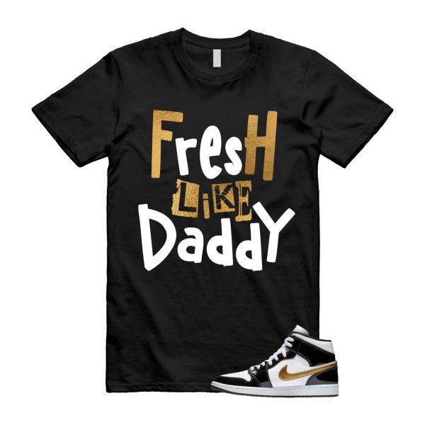 Metallic Gold Patent Black White Air 1 Mid T Shirt Match DADDY Jezsport.com