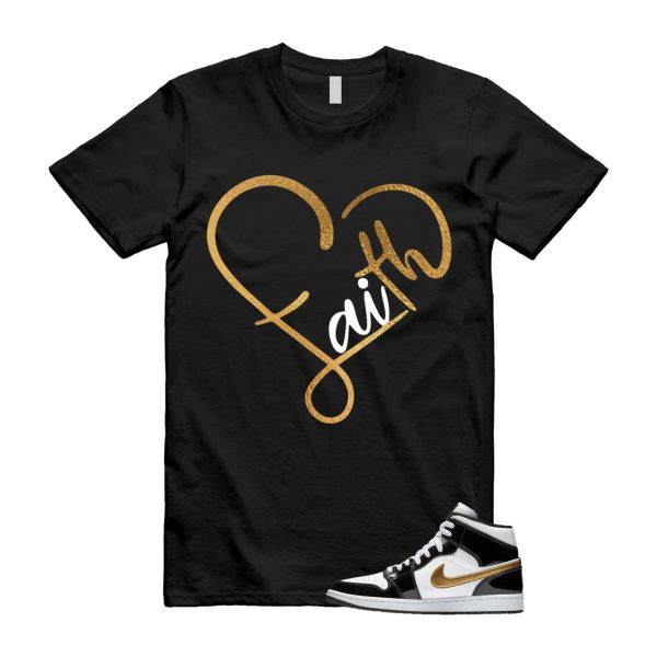 Metallic Gold Patent Black White Air 1 Mid T Shirt Match FAITH Jezsport.com