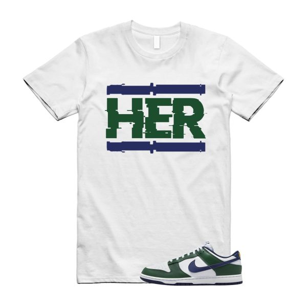 Dunk Fir Midnight Navy Low University Gold White T Shirt Match HER Jezsport.com