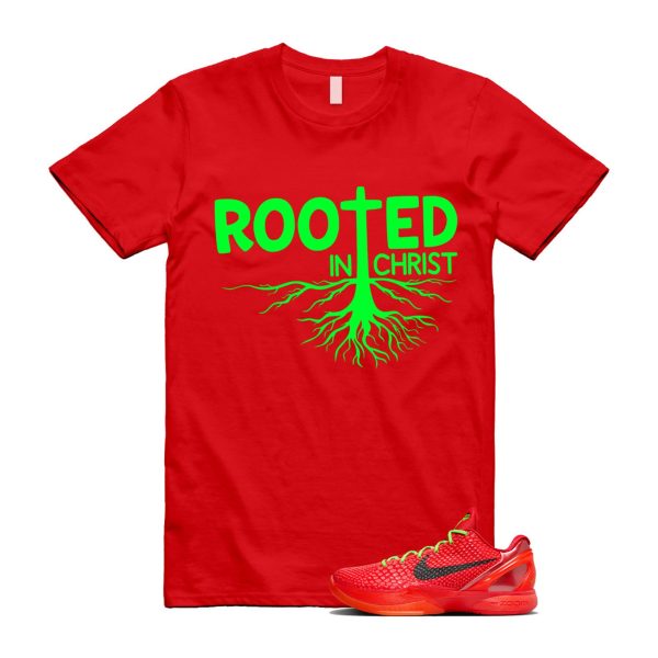 Reverse 6 Protro Bright Crimson Electric Green Black T Shirt Match ROOTED Jezsport.com