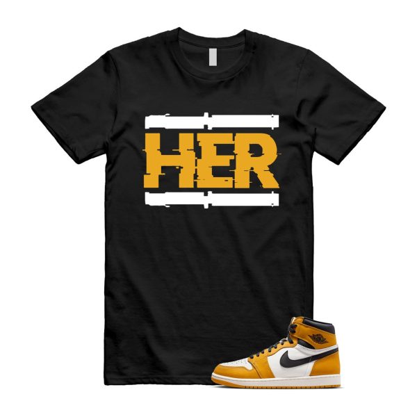 Ochre Yellow Black Sail White 1 Retro High OG T Shirt Match HER Jezsport.com