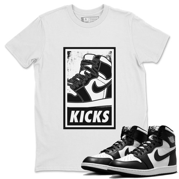 KICKS Unisex Crew Neck Cotton Streetwear Brand 1s Black White Shirts To Match Sneakers Jezsport.com