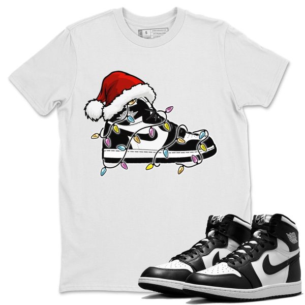 Christmas Light Sneaker Unisex Crew Neck Cotton Streetwear Brand 1s Black White Shirts To Match Sneakers Jezsport.com