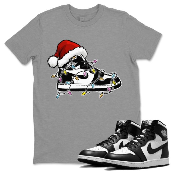 Christmas Light Sneaker Unisex Crew Neck Cotton Streetwear Brand 1s Black White Shirts To Match Sneakers Jezsport.com