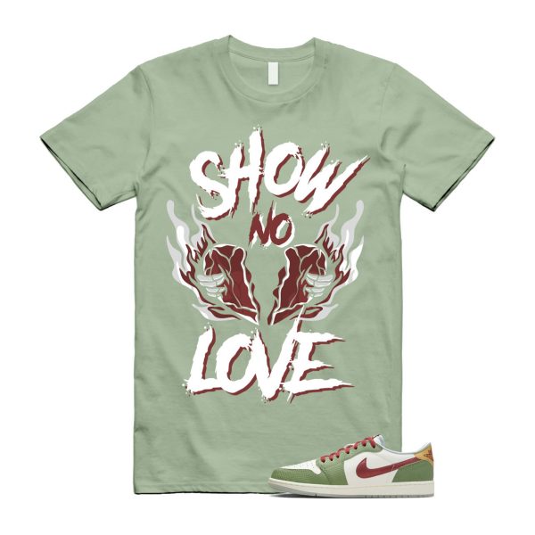 Year of the Dragon 1 Retro Low OG Sail Black Varsity Red Muslin T Shirt Match NO LOVE Jezsport.com