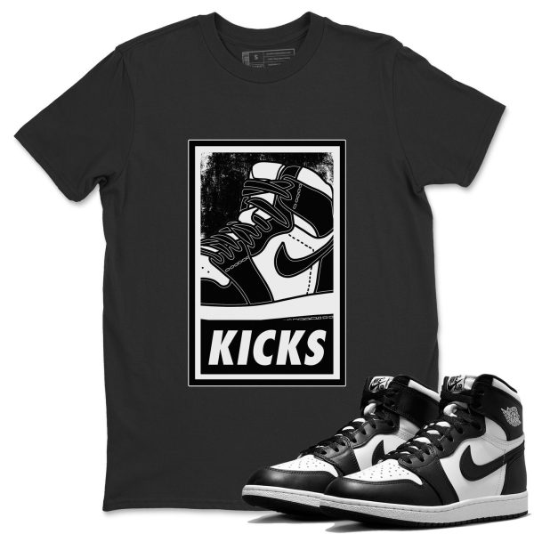 KICKS Unisex Crew Neck Cotton Streetwear Brand 1s Black White Shirts To Match Sneakers Jezsport.com