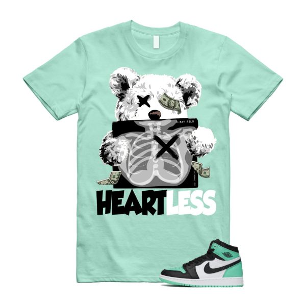 Green Glow 1 Retro High OG White Black Mint T Shirt Match HEART Jezsport.com