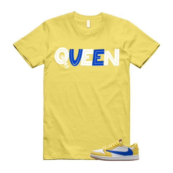 1 Travis Scott Canary Yellow Low OG SP Racer Blue Light Silver Gum Medium Brown T Shirt Match QUEEN Jezsport.com