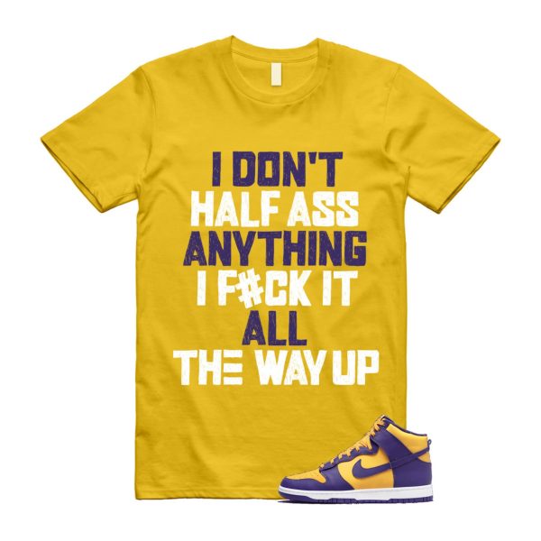 Dunk Lakers University Gold Court Purple High White T Shirt Match HALF Jezsport.com