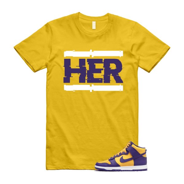 Dunk Lakers University Gold Court Purple High White T Shirt Match HER Jezsport.com