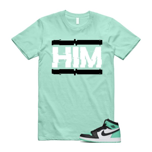 Green Glow 1 Retro High OG White Black Mint T Shirt Match HIM Jezsport.com