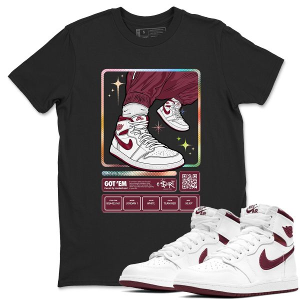 Sneaker Trading Card Sneaker Shirts To Match Jordans AJ1 Metallic Burgundy Jezsport.com