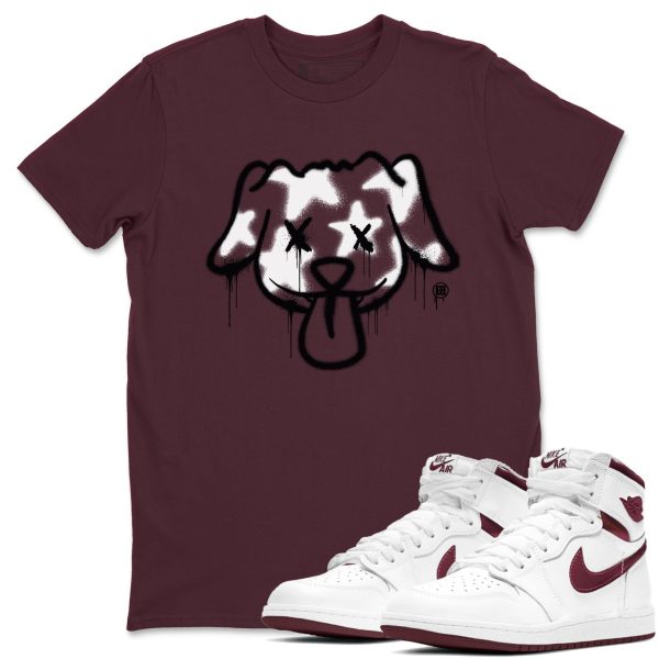 Graffiti Dog Sneaker Shirts To Match Jordans AJ1 Metallic Burgundy Jezsport.com