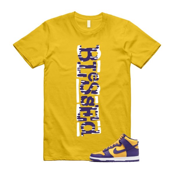 Dunk Lakers University Gold Court Purple High White T Shirt Match B2 Jezsport.com