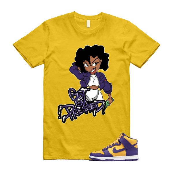 Dunk Lakers University Gold Court Purple High White T Shirt Match PRESSED Jezsport.com