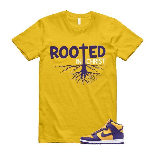 Dunk Lakers University Gold Court Purple High White T Shirt Match ROOTED Jezsport.com