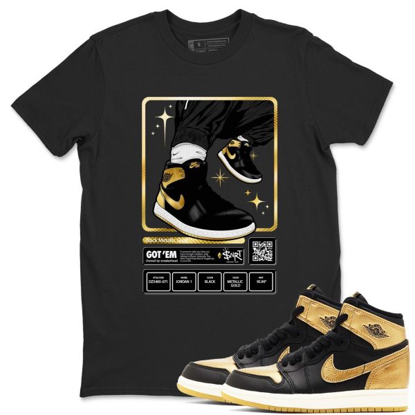 Sneaker Trading Card 1s Black Metallic Gold Matching Jordan Shirt Jezsport.com