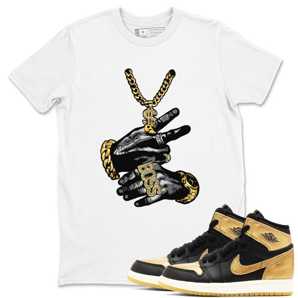 Tatto Hands 1s Black Metallic Gold Matching Jordan Shirt Jezsport.com