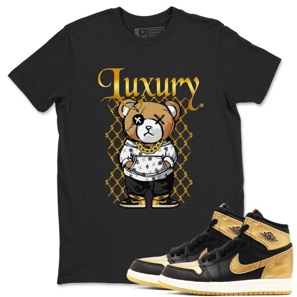 Luxury Bear Sneaker Casual Unisex Cotton Sneaker T Shirt To Match 1 Retro Black Metallic Gold Jezsport.com