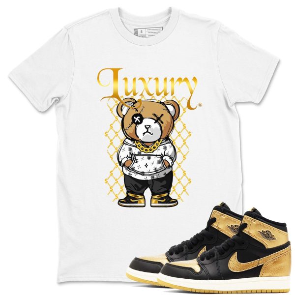 Luxury Bear Sneaker Casual Unisex Cotton Sneaker T Shirt To Match 1 Retro Black Metallic Gold Jezsport.com