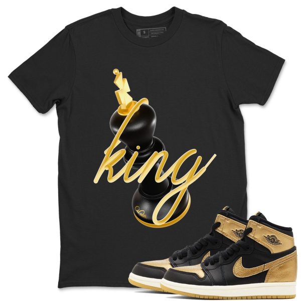 3D King Sneaker Casual Unisex Cotton Sneaker T Shirt To Match 1 Retro Black Metallic Gold Jezsport.com