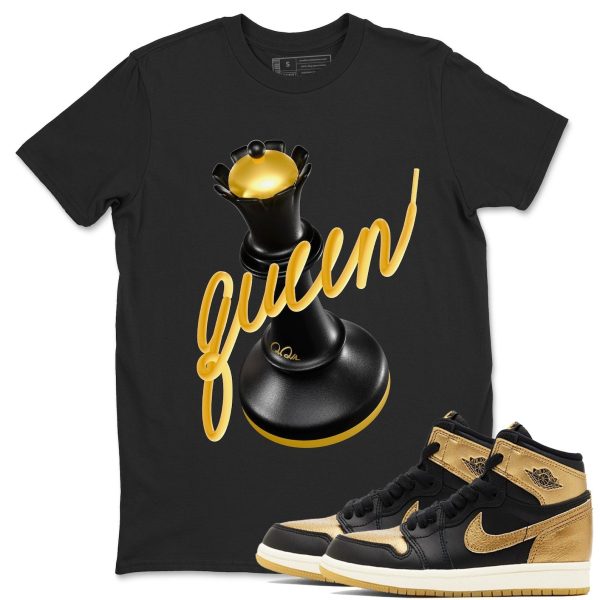 3D Queen Sneaker Casual Unisex Cotton Sneaker T Shirt To Match 1 Retro Black Metallic Gold Jezsport.com