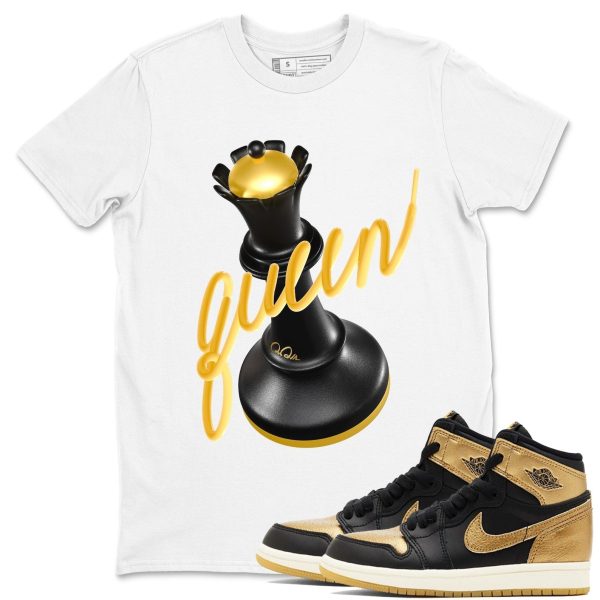 3D Queen Sneaker Casual Unisex Cotton Sneaker T Shirt To Match 1 Retro Black Metallic Gold Jezsport.com