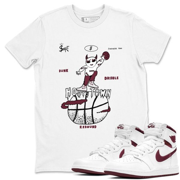 Hoops Town Sneaker Shirts To Match Jordans AJ1 Metallic Burgundy Jezsport.com