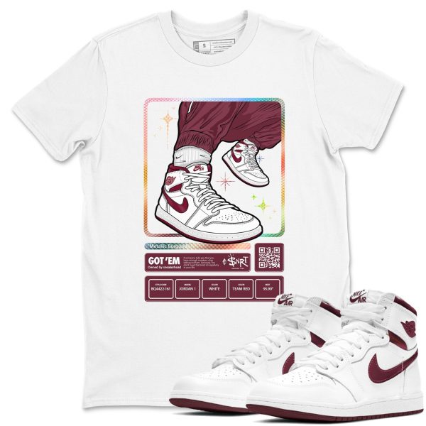 Sneaker Trading Card Sneaker Shirts To Match Jordans AJ1 Metallic Burgundy Jezsport.com