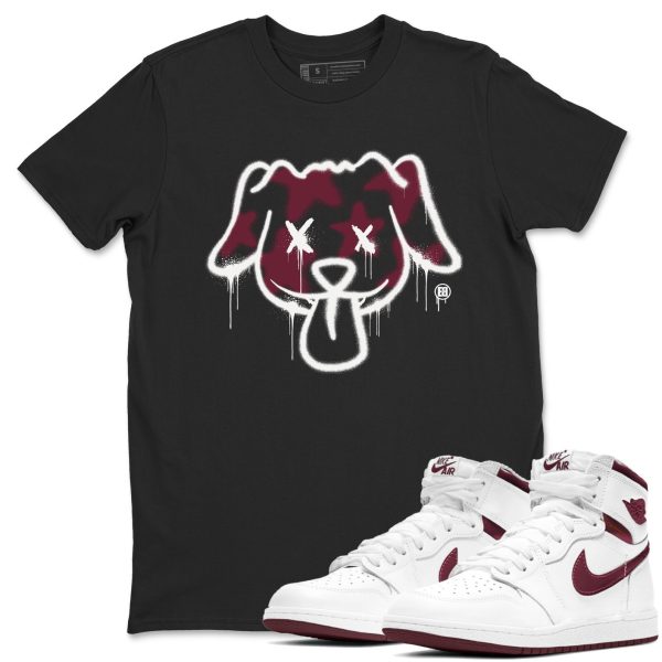 Graffiti Dog Sneaker Shirts To Match Jordans AJ1 Metallic Burgundy Jezsport.com