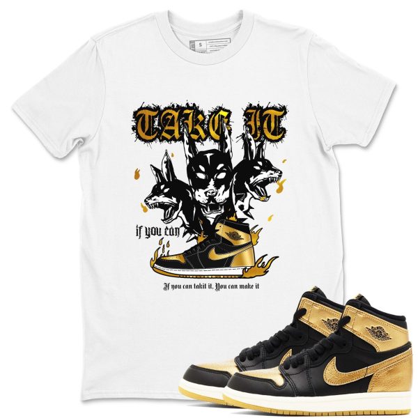 Hell Hounds 1s Black Metallic Gold Matching Jordan Shirt Jezsport.com