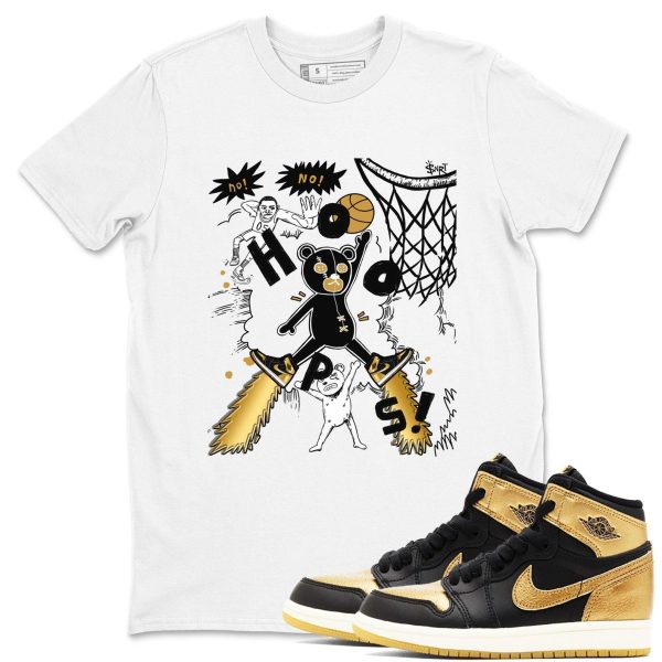 Stop The Bear Sneaker Casual Unisex Cotton Sneaker T Shirt To Match Jordan 1s Black Metallic Gold Jezsport.com