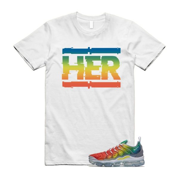 VaporMax Rainbow Air Plus White Neptune Blue Dynamic Yellow T Shirt Match HER Jezsport.com