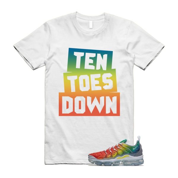 VaporMax Rainbow Air Plus White Neptune Blue Dynamic Yellow T Shirt Match TTD ,924453-103 Jezsport.com