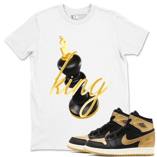 3D King Sneaker Casual Unisex Cotton Sneaker T Shirt To Match 1 Retro Black Metallic Gold Jezsport.com