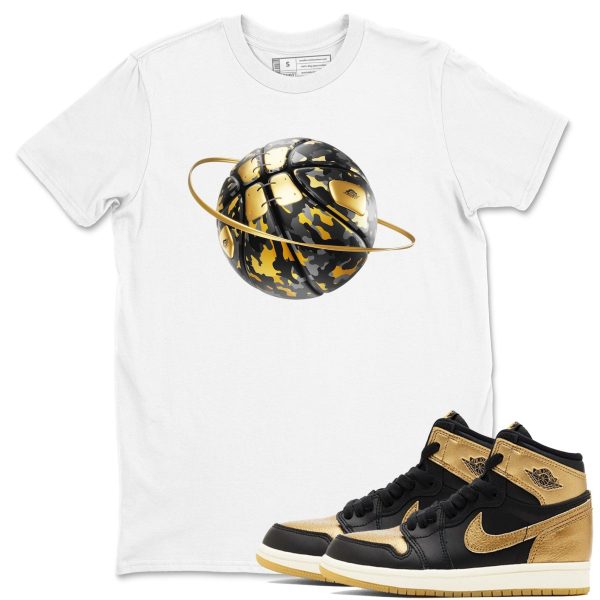 Camo Basketball Planet Sneaker Casual Unisex Cotton Sneaker T Shirt To Match 1 Retro Black Metallic Gold Jezsport.com