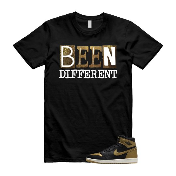 1 Black Metallic Gold Sail Retro High OG T Shirt Match BEEN Jezsport.com