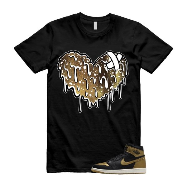 1 Black Metallic Gold Sail Retro High OG T Shirt Match DRHRT Jezsport.com