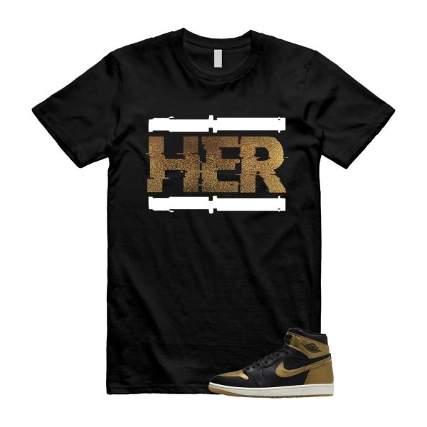 1 Black Metallic Gold Sail Retro High OG T Shirt Match HER Jezsport.com