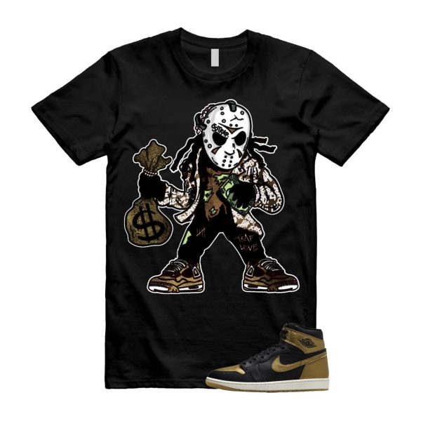 1 Black Metallic Gold Sail Retro High OG T Shirt Match JASON Jezsport.com