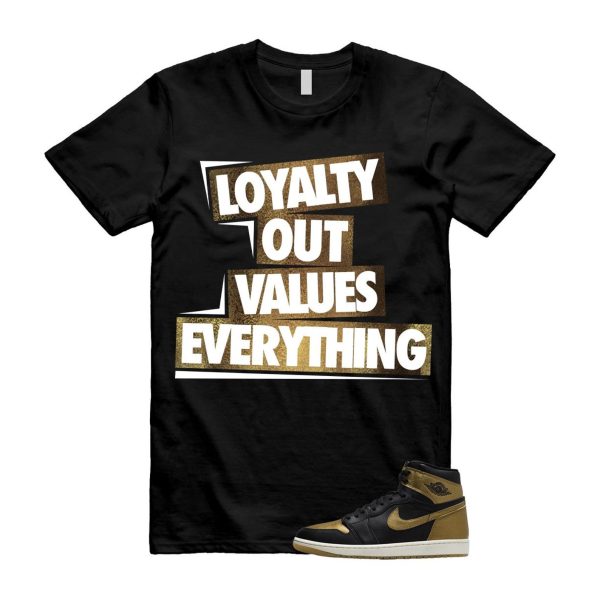 1 Black Metallic Gold Sail Retro High OG T Shirt Match LOVE Jezsport.com