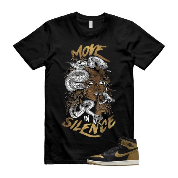 1 Black Metallic Gold Sail Retro High OG T Shirt Match MIS Jezsport.com